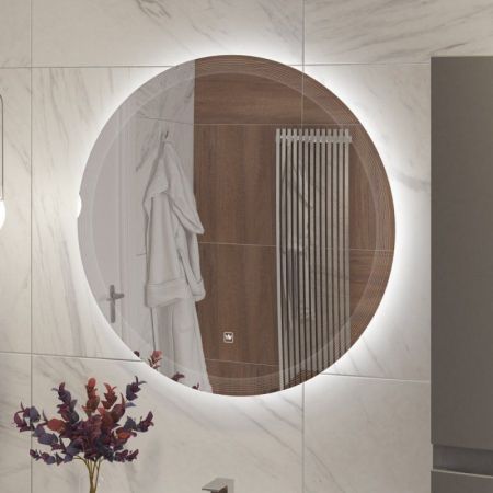 Зеркало ECO CEZARES с лазерной гравировкой, контурной подсветкой и сенсорным выключателем, артикул CZR-SPC-ECO-600-LED-TCH