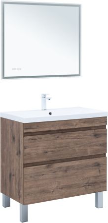 Тумба под раковину Aquanet Нота New 90 напольная, дуб веллингтон табак