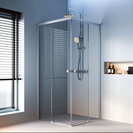 W94G-403-9090-МТ Душевое ограждение X-Joy Square Slide 90х90, мат хром, прозрачное, артикул W94G-403-9090-МТ