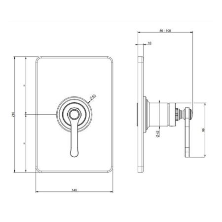 GESSI VENTI20 Смеситель встраиваемый, однорычажный, внешняя часть, цвет Antique Brass