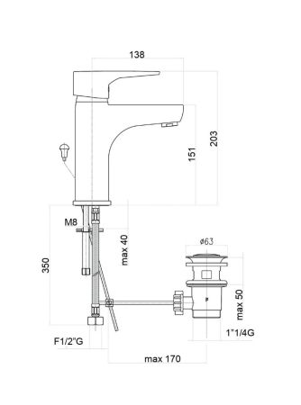Смеситель для раковины Fiore XO 73CR7320, хром, артикул 73CR7320