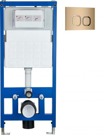 Инсталляция для унитаза CR556 с кнопкой сливного бачка CR01GD золото Cerutti SPA, артикул CR555+CR01GD