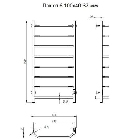 Электрический полотенцесушитель Тругор ПЭК 6 СП 100x40 Хром