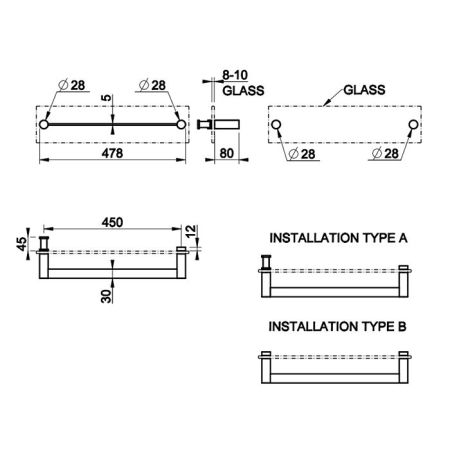Gessi 316 Полотенцедержатель для крепления на стекло, 45 см, цвет: Steel Brushed, артикул 54923#239