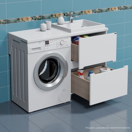 Тумба СаНта Лондон 59 2 ящ напольная, (ум. Юпитер 1200*500 литой мрамор), артикул 224034