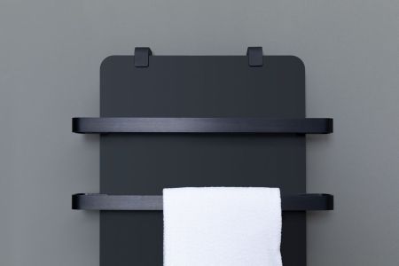 Полотенцесушитель электрический Allen Brau Infinity 120x44 с рейлингом 2.0 и креплением, черный матовый, артикул 00325638