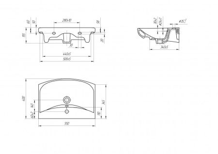 Раковина Cersanit Carina 55, артикул UM-CAR55/1
