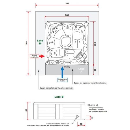 TREESSE PAROS Минибассейн 2010х2010х860 мм., отдельностоящий, с панелями, с крышкой, цвет белый