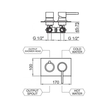 Смеситель для душа встраиваемый Webert Elio EL860101345, никель, артикул EL860101345