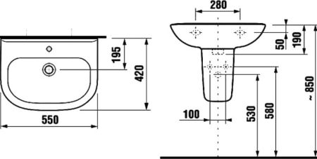 Раковина Jika Olymp 55 8.1061.2.000.104.9 Белая