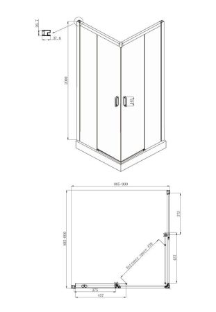 Душевой уголок Ambassador Queen Black 11011204-ST5, квадратный, линейный трап, 100х100, артикул 11011204-ST5