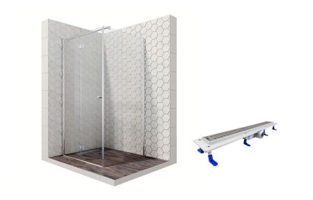 Душевой уголок Ambassador Diamond 12011106L-ST3, квадратный, линейный трап, 100х100, артикул 12011106L-ST3