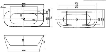 Акриловая ванна Allen Brau Priority 3 170x78 2.31003.20, артикул 2.31003.20