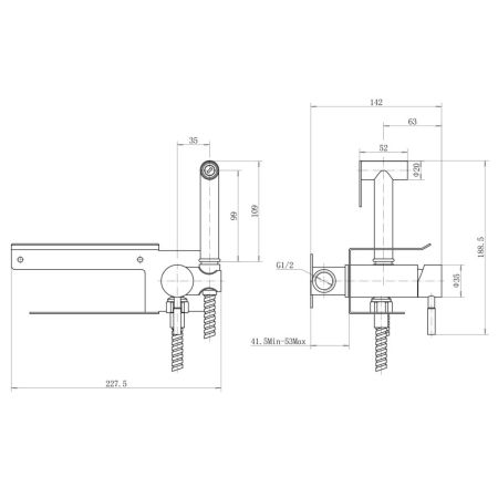 Гигиенический душ со смесителем и держателем туалетной бумаги FASHUN A57703, сатин