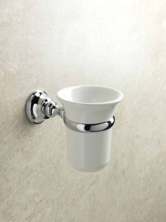 Stil Haus Smart, настенный керамический стакан, цвет хром - золото - белая керамика, артикул SM10(02-BI)
