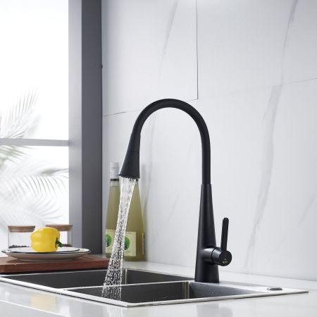 Смеситель для кухни с гибким изливом и режимом "душ" Rose R213H, черный