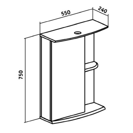 Зеркальный шкаф Runo левый Николь 55 (00000000037), артикул 00000000037
