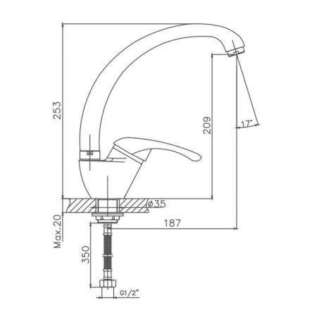 Смеситель для кухни Cron CN4113-8, белый