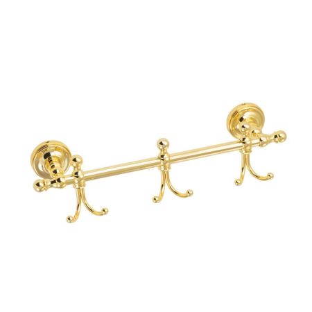 MIRELLA Планка с 3-мя двойными крючками L36 см, золото, артикул 24914