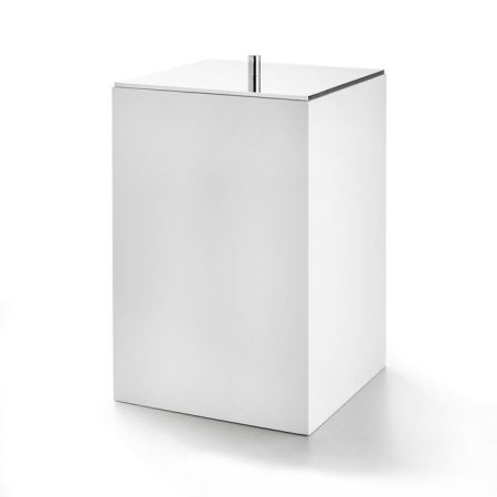 Урна, 3SC, BeMood, с крышкой, ширина, мм-200, глубина, мм-200, высота, мм-320, тип установки-напольный, цвет-белый/хром, артикул BEMW64ASL