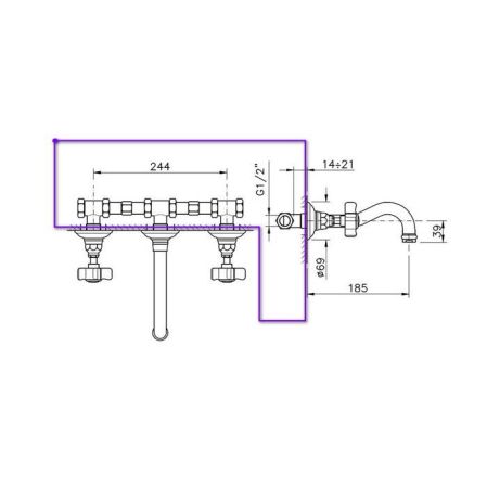 Nicolazzi Dames Anglaises Встраиваемая часть для смесителя 1477EXTCR18  со стены