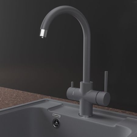 Смеситель для кухни с подключением фильтра GranFestGF-Z-5422, темно-серый