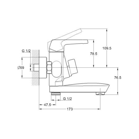 Смеситель для ванны G.Lauf LEF3-A232, хром