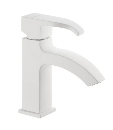 Emmevi Niagara, однорычажный смеситель для раковины с донным клапаном, цвет белый матовый, артикул 74003/BIO