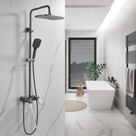 Душевая система Shevanik S4136T, оружейная сталь