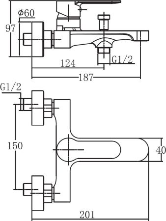 Смеситель для ванны с душем Aquanet Passion AF300-20С