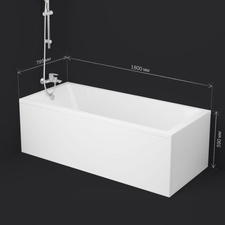 W93A-180-080W-A Gem, ванна акриловая 180x80 см W93A-180-080W-A Gem, ванна акриловая 180x80 см
