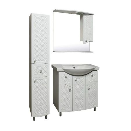 Зеркало со шкафом Runo Милано 75 4620750026554 с подсветкой Белое