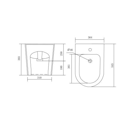 Биде напольное AQUATEK ОБЕРОН/ БЕТТА AQ1276-00, 545*364*393 мм, цвет белый, артикул AQ1276-00