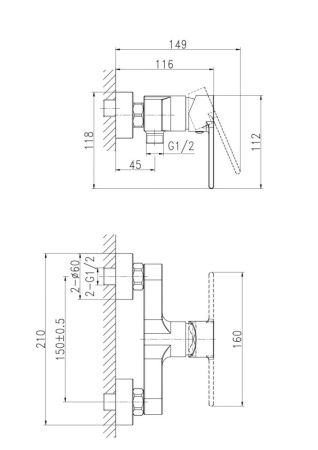 Смеситель для душа Cersanit BRASKO однорычажный (63022), артикул 63022