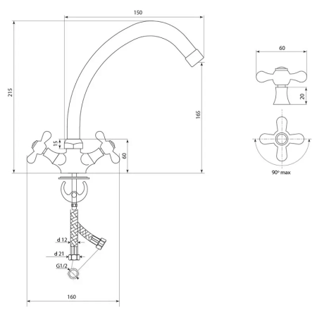 Смеситель для кухни Славен СЛ-ДВ-О11, хром