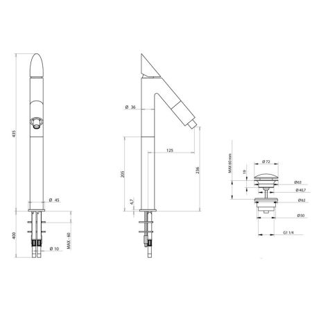 Bongio Mini One Смеситель для раковины, h435 мм, цвет хром, артикул 41532/20CR