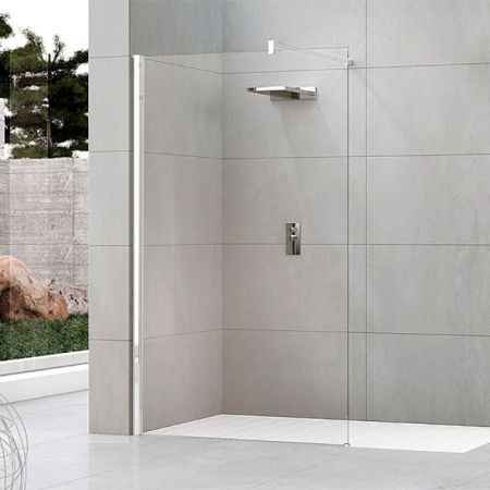 NOVELLINI KUADRA H Душевое ограждение 970-1000х2050 мм., с свободным входом, с настенным кронштейном, стекло прозрачное, профиль белый матовый, артикул KUADH100-1U