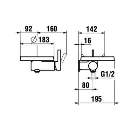 Laufen Kartell Смеситель для ванны настенный, на 1 отв, с ручным душем, цвет: хром, артикул 3.3133.9.004.141.1