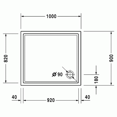 Duravit  Starck Slimline, Поддон акриловый  1000x900mm цвет белый, d90, толщина 4мм, артикул 720120000000000