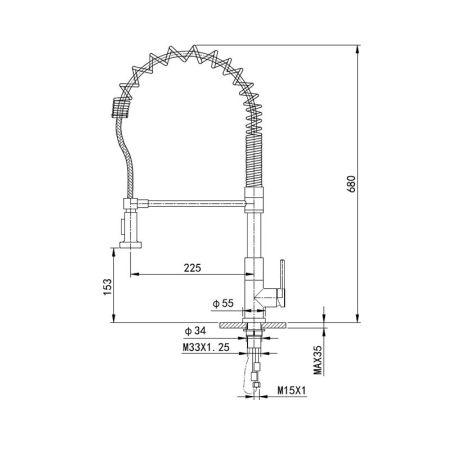 Смеситель для кухни высокий с выдвижным изливом WONZON & WOGHAND Хром (WW-422903-CR), артикул WW-422903-CR
