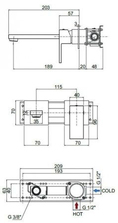 Смеситель для раковины встраиваемый CEZARES UNIKA-BLI2, артикул UNIKA-BLI2-03/24