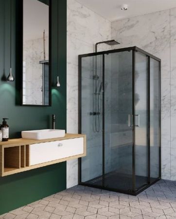 Душевой уголок Alex Baitler AB 144-B90 90x90 профиль Черный стекло тонированное