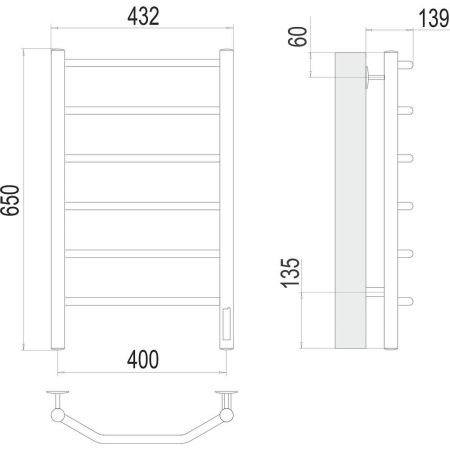 Полотенцесушитель электрический Terminus Виктория П6 40х65, артикул 4670078531186