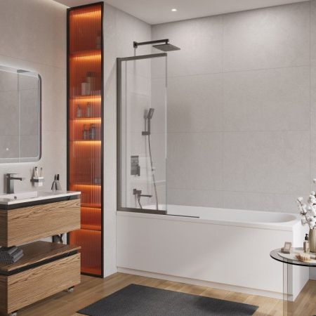 SLIDER-FIX-VF-11-90/150-C-NERO Душевая шторка на ванну, артикул SLIDER-FIX-VF-11-90/150-C-NERO