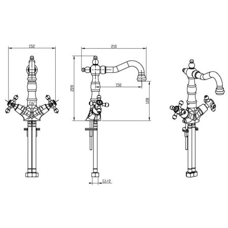 Смеситель для умывальника SATINE бронза_Комплект, артикул 312-ST