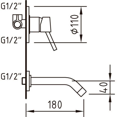 CAIMAN URBAN Смеситель встраиваемый для умывальника, хром
