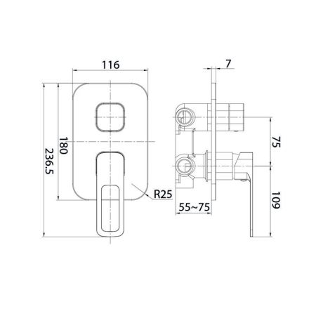 Встраиваемый смеситель с тремя выходами, черный матовый, Slide, IDDIS (SLIBL00i68), артикул SLIBL00i68