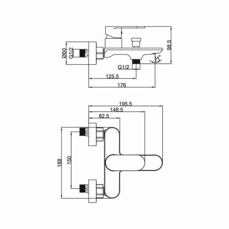 Смеситель для ванны FASHUN A3285, хром