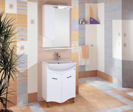 Шкаф-зеркало Onika Лайн 58 белый, левый, с подсветкой, артикул 205819