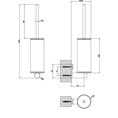 GESSI 316 Ершик настенный, цвет: белая колба/steel brushed